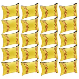 Cosmetic Bags 20Pcs Sport Makeup Bag Yellow Softball Gifts Volleyball Party Favors Baseball Accessories For Player