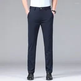 Pantaloni da uomo marca di moda seta ghiacciata casual estate sottile anti-troncatura non ferro che cade abitudini di fascia alta
