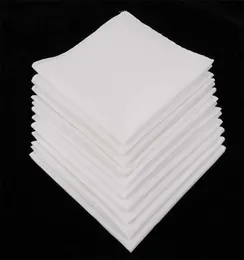 10st Mens Vita näsdukar 100 Cotton Square Super Soft Washable Hanky ​​brösthanddukficka 28 x 28 cm T2006188615547