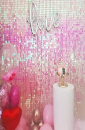 Party Decoration 1PC 3030cm 3D Iridescent Panel Rose Gold Shimmer Sequin Wall Födelsedagsväggsticker Bröllop Backdground Supplies7047788