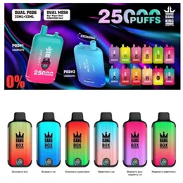 オリジナルバングボックス25000パフ使い捨てパフ25K蒸気ペン23ml +23ml eタバコ0％2％3％5％デュアルメッシュ気化器充電メッシュパフ15000 15K 18000 18K 25K 25000パフ