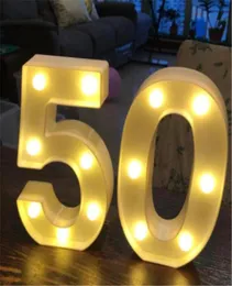 Party Decoration 2PCSSet Vuxen 30405060 Number LED String Night Light Lamp Happy Birthy Balloon Jubileum Event Supplies4287088