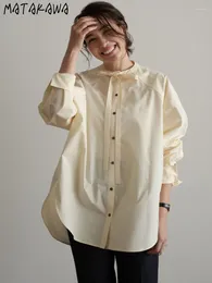 Camicette da donna matakawa giapponese in stile donna tops solido pizzo su manica lunga primavera autunno ufficio lady busas bow shirt camicie eleganti