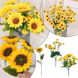 Fiori decorativi Mother Regalo per girasole Disposizione artificiale Ghirlanda di fiore Flower Vine Fare Flode Arch Decor Floral Silk Goods