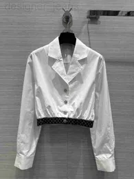 Kvinnors blusar skjortor designer märke samma stil 2024 ny vår sommar lapel hals långa ärmar tryck mode lyxdesigner topps 0229-15 svkq