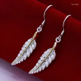 Dangle Küpeler Noel Hediyeleri Güzel S925 STERLING Gümüş Renkli Bilezikler Kadınlar Toptan Cazibesi Moda Takı Deri Küpe E038