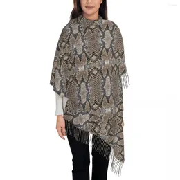 Lenços lenços de pele de cobra clássicos com cinzas de borla e prata de xales ao ar livre de cana envolve as mulheres outono outono