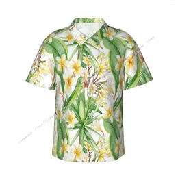 Herren lässige Hemden Hemd Botanische tropische Muster kurzärmelige Sommer Männer Turnhalterknopf Kleidung Kleidung