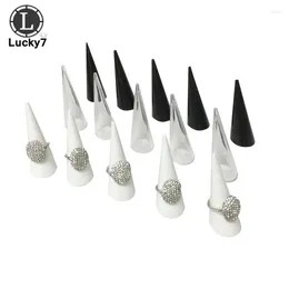 Caschetti per gioielli 5pcs Bianco bianco Black Display Mini Acrilic Acrilic Triangle Plastic Cone Storage