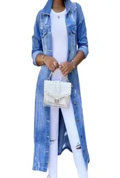 Kvinnors jackor Autumn Women Sexy Ripped Denim 2021 Vintage Casual Long Jean Jacket Winter Sleeve Coat Streetwear PS Size2605194