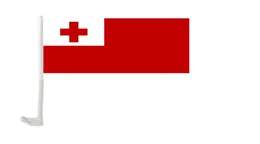 Tonga bilflagga 30x45 cm fönsterklipp Tongan flaggor Polyester UV -skydd Bildekorationsbanner med Flagpole6451309