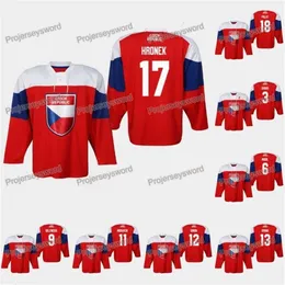 Kob Çek Cumhuriyeti Filip Hronek 2019 IIHF Dünya Şampiyonası Jersey Radko Gudas David Musil David Sklenicka Michal Moravcik Jakub Vrana Forması