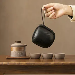 Zestawy herbaty w stylu chiński fioletowy piasek przenośny szybki kubek jeden garnek wypełnia trzy filiżanki zestawu herbaty garnitur na zewnątrz teapot torba do przechowywania