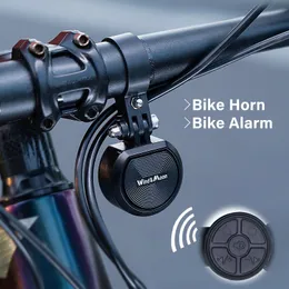 Alarme de bicicleta Horn elétrico Controle remoto sem fio Anti-roubo a água Ajustável 80-120dB Buzina de bicicleta recarregável MTB 240418