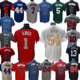 커스텀 저지 2024 Ronald Acuna Jr. Austin Riley Matt Olson Harris II Spencer Strider Wallen Ozzie Albies Jones Rosario Fried Baseball Jerseys Size S-3XL