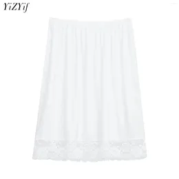 Kvinnors sömnkläder Fashion Lace Underskirt Kvinnor Smooth Kjol Petticoat under klänning Lång säkerhet 55 cm