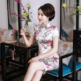 Casual klänningar kvinnor som går ut klänning cheongsam kinesisk traditionell vintage delad smal stativ krage elegant mode klassisk knä