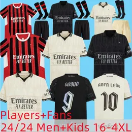 Ibrahimovic Koche 24-25 Fourth Kit AC 2024 2025 Milans Giroud R.Leao Bennacer Theo Romagnoli Florenzi Tonali Rebic Football Shirt Maillot Adult Kids Kit