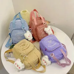 Evening Bags Women Corduroy Crossbody Cute Bear Transparent Design Canvas Zipper Shoulder & Messenger Bag Phone Money Handbags For Girls