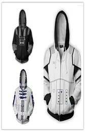 Men039s Hoodies Movie Cosplay 3D Print Shadow Stormtrooper Sweatshirt Vuxen unisex Death Zipper Hooded Jacket för Autumn6380574