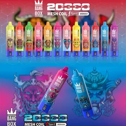 Bang Box 20000 Puffs 20k Dostępowe Efrarettes 850 mAh Bateria 35 ml wstępnie wypełniona kaset 12 Smaki Vape Urządzenie 0% 2% 3% 5% Puff 20000 Vape 30K 3000 Puff 20k