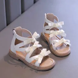 Sandals Girls for Kids 2024 New Summer Western Style Confortável Top Roman Shoes Big Size 26-36 H240504