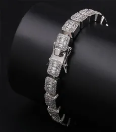 Hip Hop Bracelets Luxury Grade Grady Quality 18K Gold Placlets Pling Zircon Micro Micro Paved Square Mens Jewelry8745188