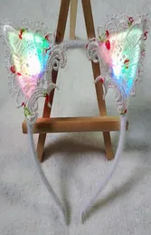 Cute LED Glowing Cat Ear Headband Cosplay Costume Party Light up Kitty Hair Hoop Fancy Dree Flashing Blinky Hair Band COLORFUL8413529