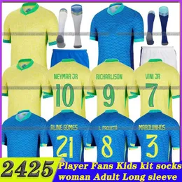 Brasile Soccer Jersey 2024 Copa America Cup Neymar Vini Jr Kit Kit set 2025 Shirt da calcio della squadra nazionale brasil 24/25 Versione del giocatore a casa Rodrygo Martinelli