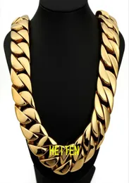 Luxury Mens 316L Stainless Steel HEITEN 32mm 23mm Width16quot28quot Hip hop Heavy Cuban Gold Chain Fashion Heiten Jewelry 289710385