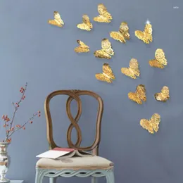 Wall Stickers Hollow Butterfly 3D Metal Texture Home Living Room Bedroom Decoration