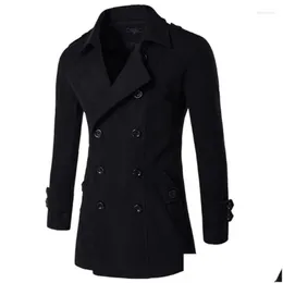 Trench de trincheira masculino masculino de estilo britânico Bedido duplo casaco de top long Mascino Male masculino Droga clássica entrega de roupas de entrega o dhhtj