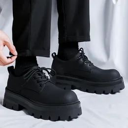 Casual Shoes Men's Fashion Wedding Party Dress Platform Lace-up Original Leather Shoe Black Stylish Sneakers Young Gentleman Footwear