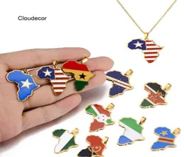 Starels Steel Jewelry Nigeria Kenia Congo Somalia Ghana Cape Verde Flag Enamel Wiselan African Map Naszyjnik310U6676526