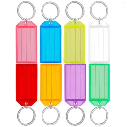 Keychains 50-100pcs Bunte Kunststoffschlüsselketten-Tags-Etikett mit geteiltem Ring für DIY nummerierte Namen Gepäck-Tag-ID