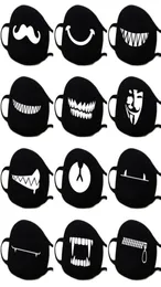 13 rodzajów wzorów kobiety mężczyźni mody kreskówek śmieszne czarne bawełniane czarne usta pół twarzy miękki antifog antidust Mask5905479