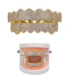 Iced Out Diamond Teeth Grillz для мужчин Женщины тела хип -хоп серебряный золото Grills9187451