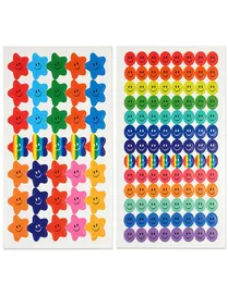 Glückliche Gesichtsaufkleber und lächelnde Star -Aufkleber 20 Blätter 1390 PCs Bunte Preisaufkleber für Kinder Incentive Dekoration für Bücher9746741