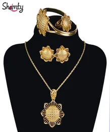 Серьговые ожерелье Смотание Эфиопские ювелирные украшения наборы чистого золотого цвета серебряной невесты Африканская свадьба Эритрея Хабеша Стиль A300049925900