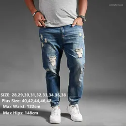 Men's Jeans Mens Jeans Ripped for Men Blue Black Denim Mens Jean Homme Harem Hip Hop Plus Size Trousers 44 46 48 Uomo Fashions Jogger Pantsxkf1