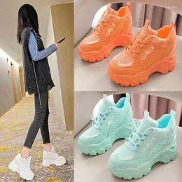 Casual Schuhe Plattform Sneaker für Frauen Chunky Brand Fashion Walking Trainer 10 cm High Casualshoes Frau Schnürung vulkanisch