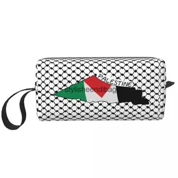 Kosmetiska väskor fall palestinska flaggkvinnor makeup väska traditionell keffiyeh rese dragkedja toalett h240504