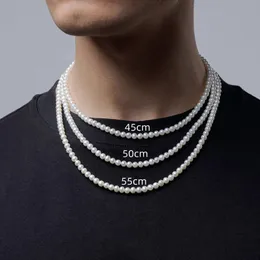 トレンディな模倣真珠ネックレス男性気質女性のためのシンプルな手作りストランドビーズジュエリーギフト卸売ジュエル240429
