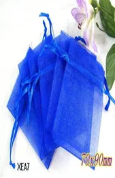 200 szts królewski błękit organza torba na prezent ślubną przysługę 7x9 cm 2 7 x3 5 cala 23619649708