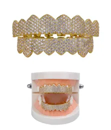 Iced ut diamanttänder grillz för män kvinnor kropp hip hop silver guld grills8460537