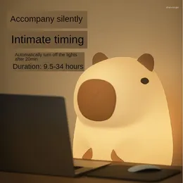 Table Lamps Cute Cartoon Silicone LED Capybara Night Light USB Rechargeable Dimming Sleep Lamp For Children's Room Decor Birthday Gift