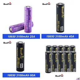 Baterie Bestfire Lithium Bateria ładowna 3100 mAh płaska głowica 25A 3,7 V Dostawa Perida