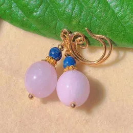 Dangle Earrings Fashion LiLac Round Chalcedony Lapis Lazuli Bead Gold Hoop Bridal Drop Art Art Formal Clip-on Office Men Unisex