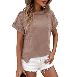 Kvinnors hoodies mode sommaren rund nacke yttre söm vriden rand kort ärm lös t-shirt plus rozmiar topy camisetas femininas