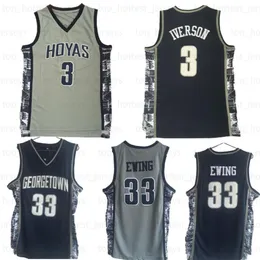 Hoyas 3 Iverson Basketball Mens Georgetown College Jersey 3 Allen 33 Патрик Университет Университета Университета Бэйскетбол сшита с громкой майкой мужская рубашка 234G